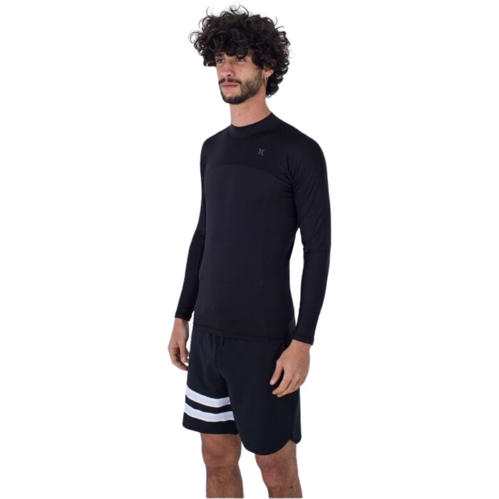 2024 Hurley Mens Channel Crossing Paddle Series Long Sleeve Rash Vest MAT0001050 - Black